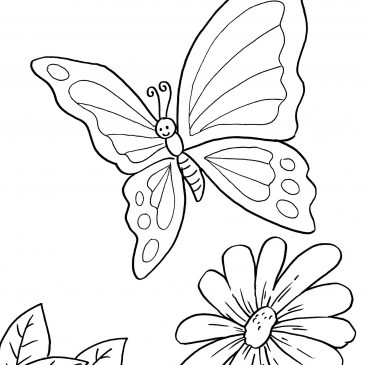 Lembar Mewarnai Bunga & Kupu-kupu